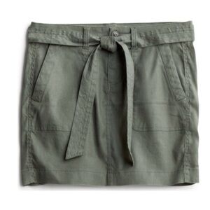 Liverpool Olive Green Mini Skirt with Tie Waist